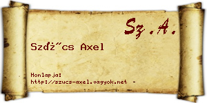 Szűcs Axel névjegykártya