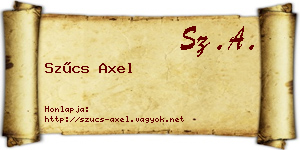 Szűcs Axel névjegykártya